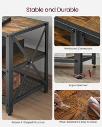 Songmics Vasagle Tv Stand, Tv Table For Tv Up To 70 Inches, With Shelves, Steel Frame, Living Room, Bedroom Furniture, Rustic Brown - thumbnail 5