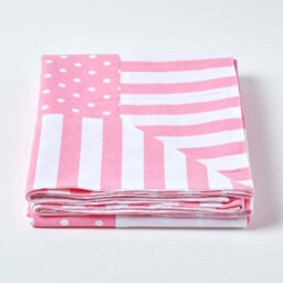 Homescapes Cotton Pink Polka Dots And Stripes Sofa Throw - thumbnail 2