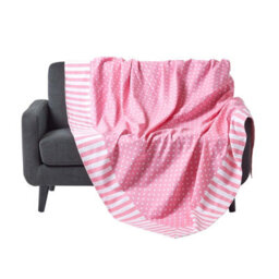 Homescapes Cotton Pink Polka Dots And Stripes Sofa Throw
