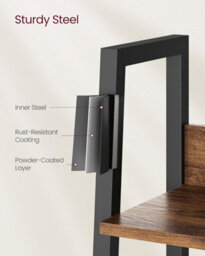 Songmics Ladder Rack, Storage Shelf, 5-Tier Compact Shelf, Bookcase, Industrial, Rustic Brown And Ink Black - thumbnail 6
