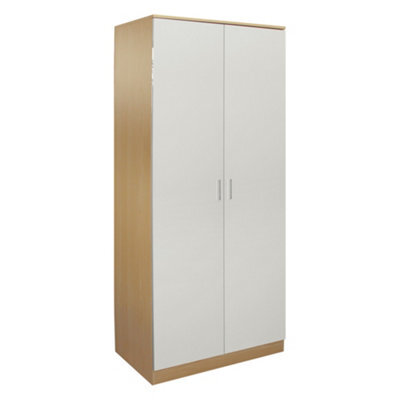Comfy Living Oak/cream High Gloss 2 Door Wardrobe - image 1