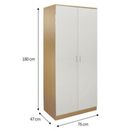 Comfy Living Oak/cream High Gloss 2 Door Wardrobe - thumbnail 4