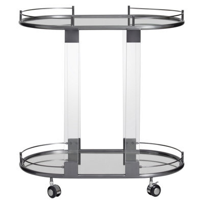Orsina Metallic Frame Drinks Trolley, Sleek Gold And Black Bar Serving Cart, Functional Two Tier Beverage Trolley - image 1