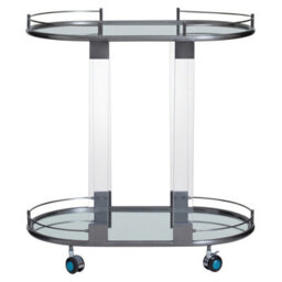 Orsina Metallic Frame Drinks Trolley, Sleek Gold And Black Bar Serving Cart, Functional Two Tier Beverage Trolley - thumbnail 5