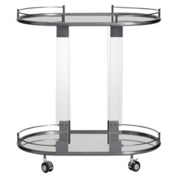 Orsina Metallic Frame Drinks Trolley, Sleek Gold And Black Bar Serving Cart, Functional Two Tier Beverage Trolley
