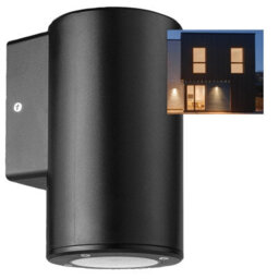Kenable Outdoor Down Light Wall-Mounted Gu10 Ip44 Garden Rounded Lamp Black - thumbnail 1