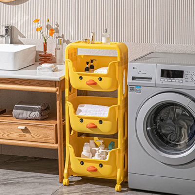Living And Home 3 Tier Cute Yellow Duck Mobile Kids Toy Storage Rack Book Shelf Cart 950 mm - image 1