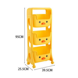 Living And Home 3 Tier Cute Yellow Duck Mobile Kids Toy Storage Rack Book Shelf Cart 950 mm - thumbnail 5