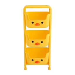 Living And Home 3 Tier Cute Yellow Duck Mobile Kids Toy Storage Rack Book Shelf Cart 950 mm - thumbnail 4