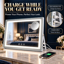 Inmtfei Hollywood Vanity Makeup Mirror,58X46Cm,3 Color Modes, Detachable 5X Magnifier, 360-Rotatable,usb Charging Port - thumbnail 7