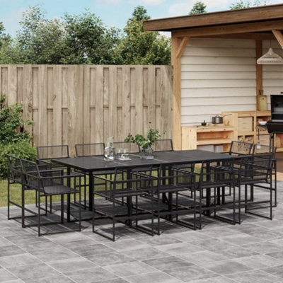 Walplus 13 Piece Garden Outdoor Dining Set Suitable For Backyard, Patio Black Poly Rattan - image 1