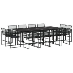 Walplus 13 Piece Garden Outdoor Dining Set Suitable For Backyard, Patio Black Poly Rattan - thumbnail 2