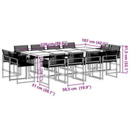 Walplus 13 Piece Garden Outdoor Dining Set Suitable For Backyard, Patio Black Poly Rattan - thumbnail 8