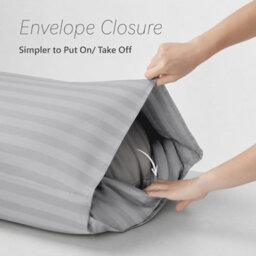 Moonlight Bedding Pillow Cover 6 Pair- Satin Stripe Pattern Microfiber Pillowcases Envelope Closure Bed Pillow Cover (White) - thumbnail 4