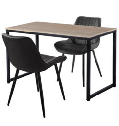 Hallowood Furniture Kempley Fixed Top Dining Table Set With 2 Black Faux Leather Chairs - thumbnail 8
