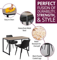 Hallowood Furniture Kempley Fixed Top Dining Table Set With 2 Black Faux Leather Chairs - thumbnail 2