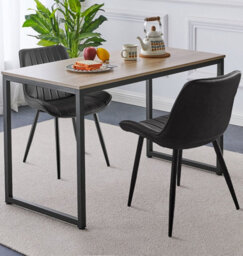 Hallowood Furniture Kempley Fixed Top Dining Table Set With 2 Black Faux Leather Chairs - thumbnail 1