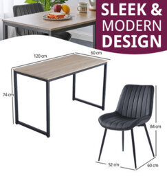 Hallowood Furniture Kempley Fixed Top Dining Table Set With 2 Black Faux Leather Chairs - thumbnail 3