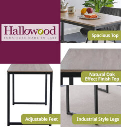 Hallowood Furniture Kempley Fixed Top Dining Table Set With 2 Black Faux Leather Chairs - thumbnail 4
