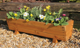 Samuel Alexander 87 X 28Cm Traditional Handmade Wooden Rustic Garden Trough Planter - thumbnail 1