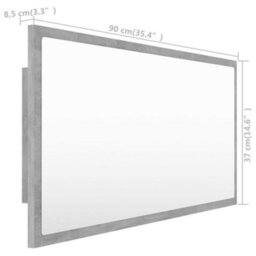 Vidaxl Led Bathroom Mirror Concrete Grey 90X8.5X37 Cm Acrylic - thumbnail 3