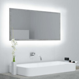 Vidaxl Led Bathroom Mirror Concrete Grey 90X8.5X37 Cm Acrylic - thumbnail 2