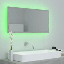 Vidaxl Led Bathroom Mirror Concrete Grey 90X8.5X37 Cm Acrylic - thumbnail 9