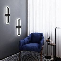 Living And Home Black Frame Modern Oval Led 15W Indoor Wall Light Bedside Sconce With Acrylic Shade 40Cm White Light - thumbnail 3