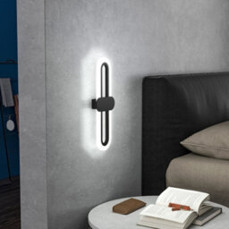 Living And Home Black Frame Modern Oval Led 15W Indoor Wall Light Bedside Sconce With Acrylic Shade 40Cm White Light - thumbnail 2