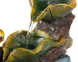 Lumineo Small Robin Water Fountain Garden Water Feature Cool Led Robin On Leaf 23Cm - thumbnail 2