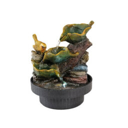 Lumineo Small Robin Water Fountain Garden Water Feature Cool Led Robin On Leaf 23Cm - thumbnail 1