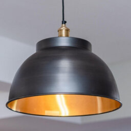 Industville Brooklyn Dome Pendant, 17 Inch, Pewter & Brass, Brass Holder - thumbnail 2