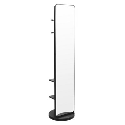 Living And Home Black Square 360-Degree Rotating Full-Length Mirror, 40Cm Diameter X 168Cm Height - image 1