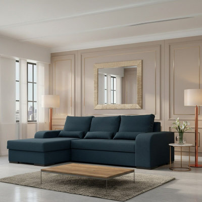 Virago Living Room Corner Sofa Bed Polyurethane Foam Wave Spring Wooden Legs Loose Cushions 285X165X90Cm Graphite Left - image 1