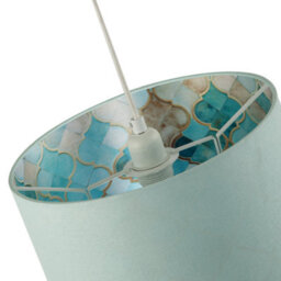 Happy Homewares Designer Duck Egg Linen Lamp Shade With Moroccan Scale Pattern Lining - thumbnail 5
