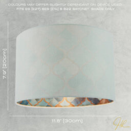 Happy Homewares Designer Duck Egg Linen Lamp Shade With Moroccan Scale Pattern Lining - thumbnail 7