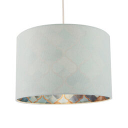 Happy Homewares Designer Duck Egg Linen Lamp Shade With Moroccan Scale Pattern Lining - thumbnail 2