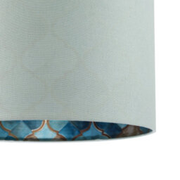 Happy Homewares Designer Duck Egg Linen Lamp Shade With Moroccan Scale Pattern Lining - thumbnail 3