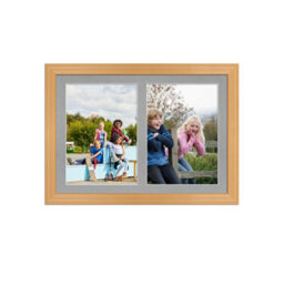 AK Frames 20X14 Country Pine Classic Multi Photo Frame With Silver Mount - Holds 2 Apertures (2X) A4 Photos