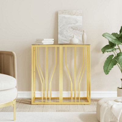 Berkfield Console Table Gold 70X30X70 Cm Stainless Steel And Glass - image 1