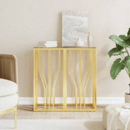 Berkfield Console Table Gold 70X30X70 Cm Stainless Steel And Glass - thumbnail 1
