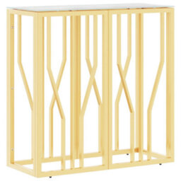 Berkfield Console Table Gold 70X30X70 Cm Stainless Steel And Glass - thumbnail 2