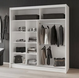 Arte White Gloss & Black Gloss Sliding Wardrobe 203Cm - Bold Contrast With Smart Mirrored Finish - thumbnail 5