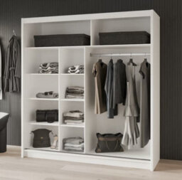 Arte White Gloss & Black Gloss Sliding Wardrobe 203Cm - Bold Contrast With Smart Mirrored Finish - thumbnail 3