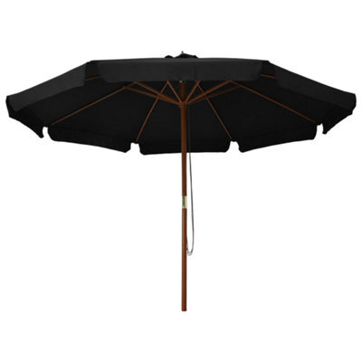 Berkfield Durable Outdoor Parasol With Wooden Pole 330 Cm Black - image 1