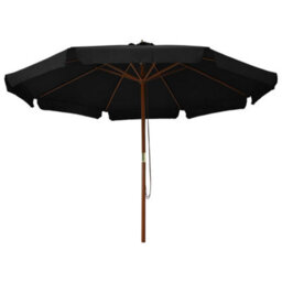 Berkfield Durable Outdoor Parasol With Wooden Pole 330 Cm Black