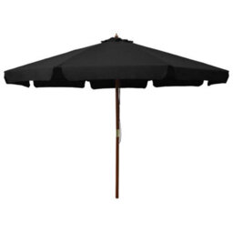 Berkfield Durable Outdoor Parasol With Wooden Pole 330 Cm Black - thumbnail 2
