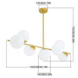 Living And Home 7-Light E27 Glass Lampshade Pendant Light Chandelier Fixture,gold - thumbnail 7