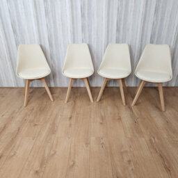 Kosy Koala Modern Grey Dining Table Set With 4 Cream Plastic Chairs Dining Room Furniture - thumbnail 4