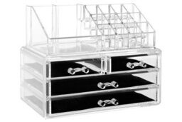 Orsina Functional 16 Compartment Cosmetics Organiser With Drawers, Acrylic Makeup Caddy, Luxe Makeup Storage Unit